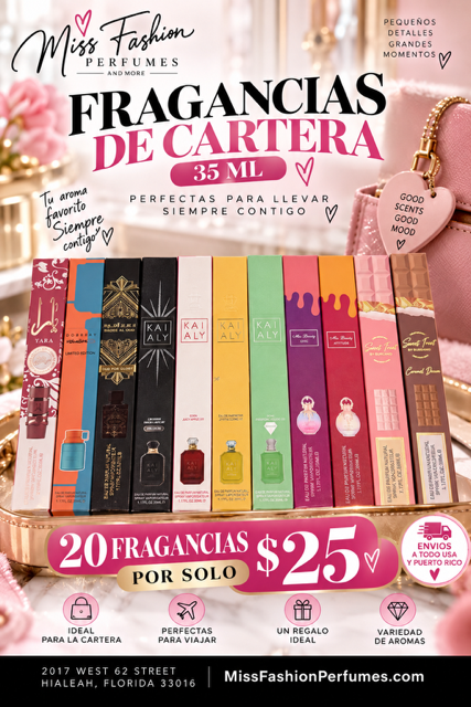 PROMOCION ESPECIAL 20 FRAGANCIAS DE CARTERA 35ML POR $25