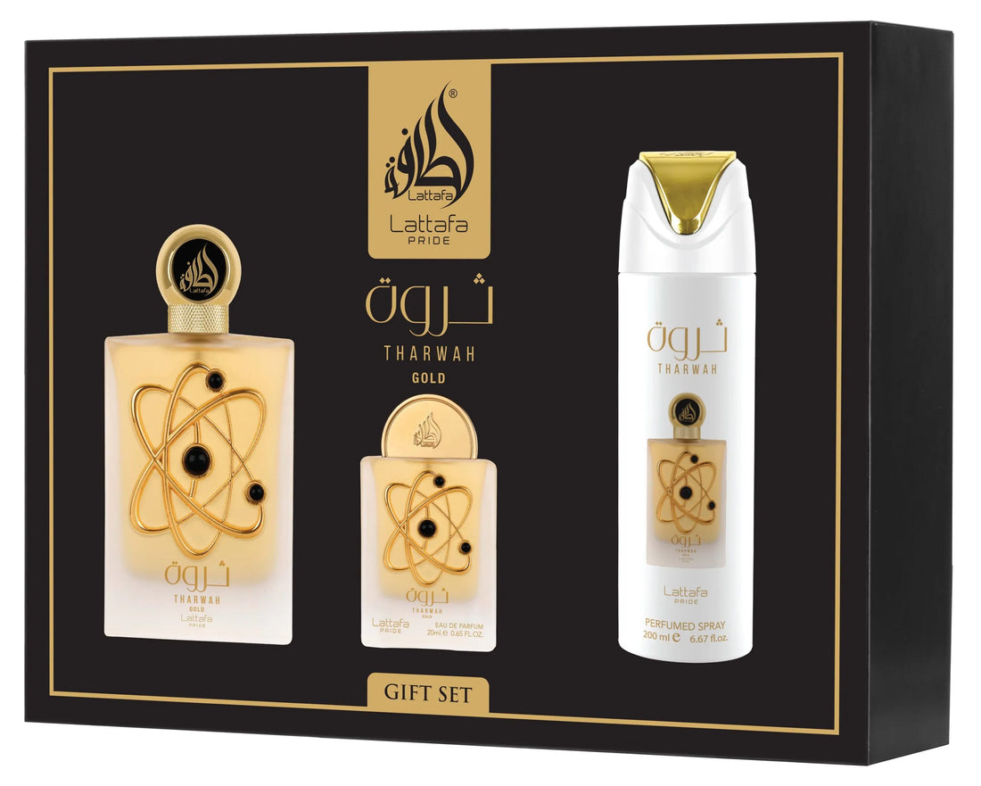 Tharwah-Gold frasco y envase